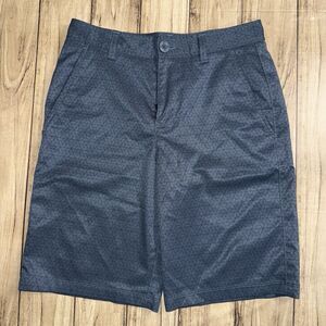 Under Armour Boys Shorts Size 14 Flat Front Logo Navy Blue Casual